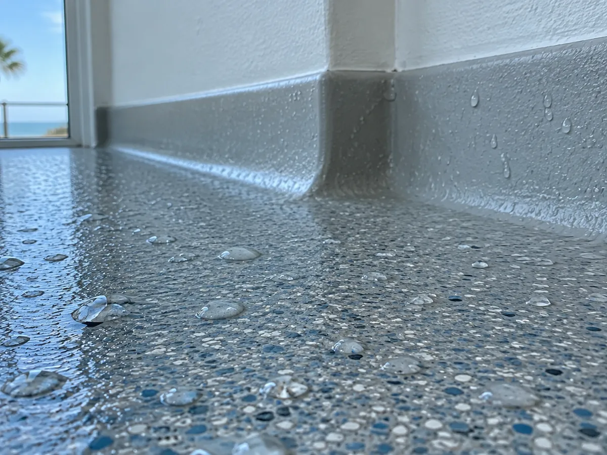 Commercial kitchen epoxy flooring with an anti-slip texture and cove base in Myrtle Beach, SC