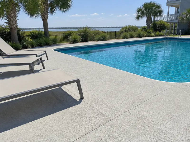 Concrete sealing on a driveway with water beading in Myrtle Beach, SC