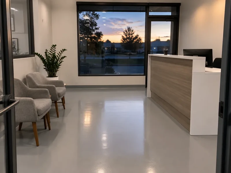 Epoxy floor in a small office reception area in Conway, SC