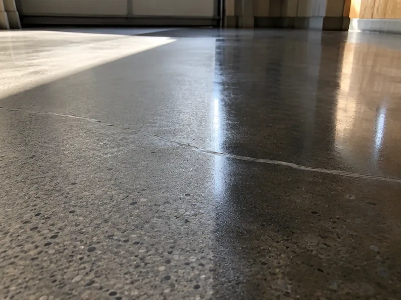Diamond-ground garage slab with filled hairline cracks in Carolina Forest, SC