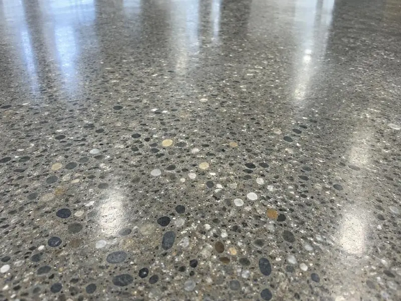 Close-up of polished concrete with exposed aggregate in Myrtle Beach, SC