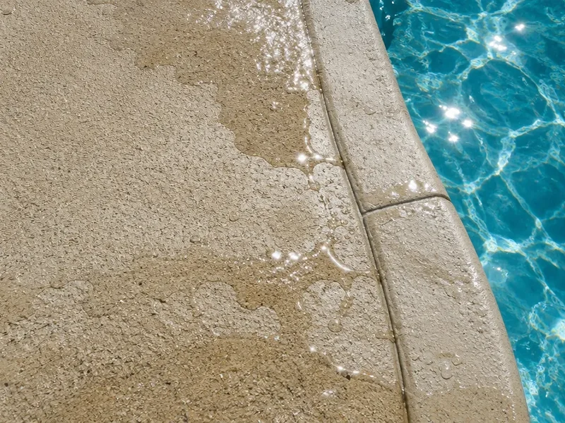 Slip-resistant pool deck coating with water drops in Garden City, SC