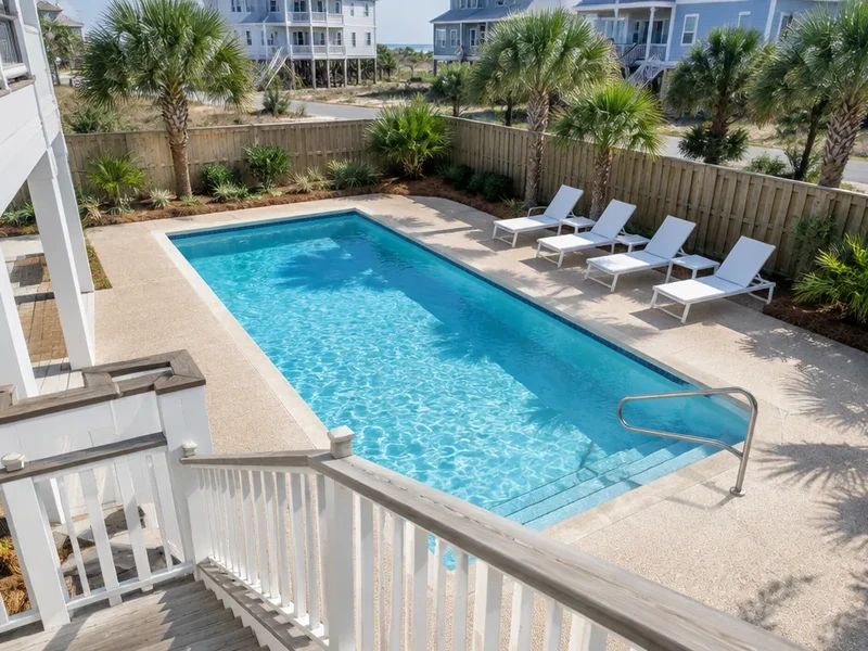 Pool deck coating at a beach rental home in Surfside Beach, SC