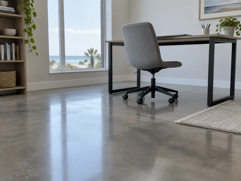 Salt and pepper polished concrete floors close-up in Myrtle Beach, SC