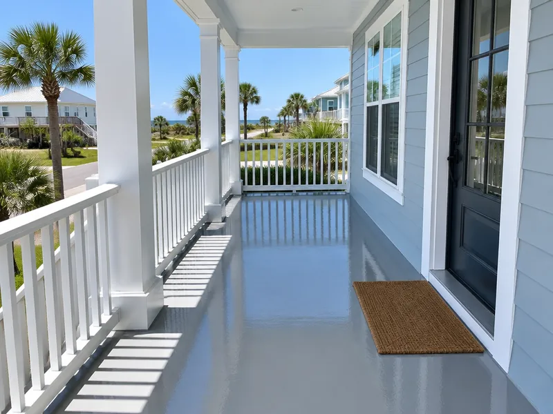 Clear sealer on a broom-finish patio concrete slab in Myrtle Beach, SC